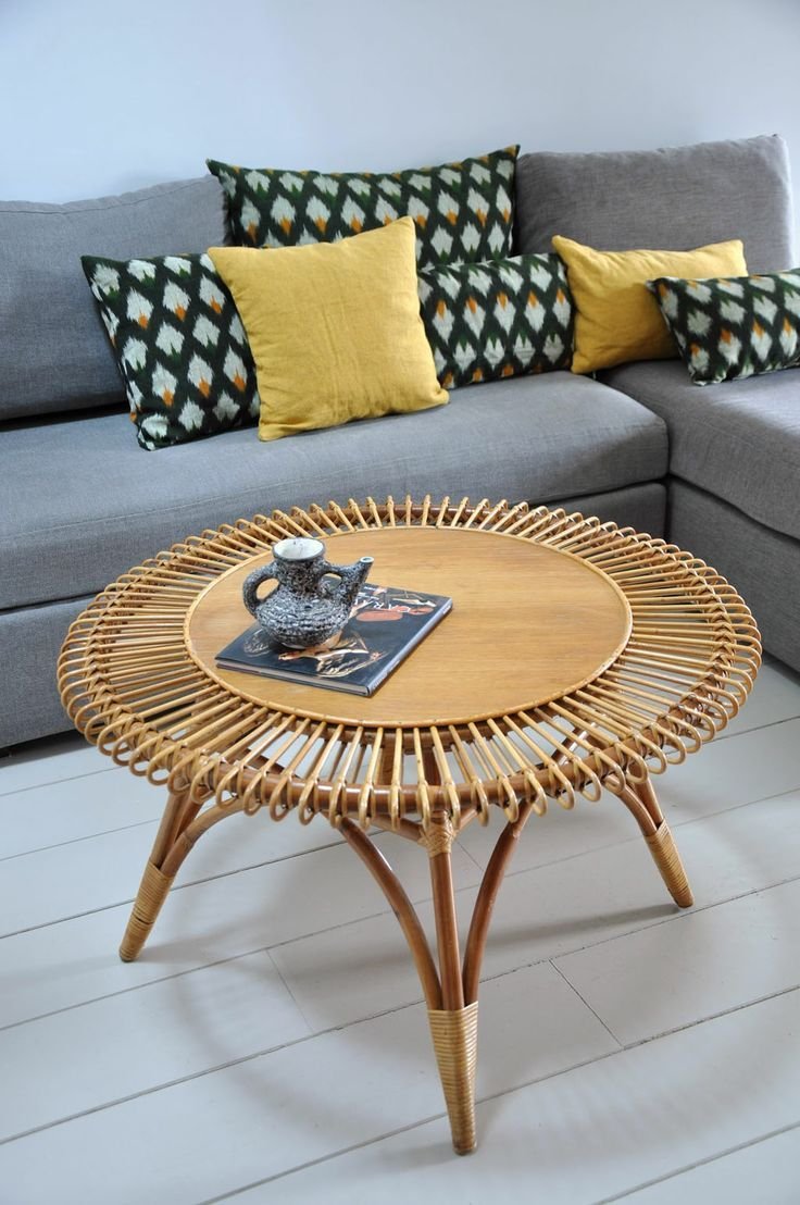 28 Rattan Coffee Table Ideas for a Boho Living Room - 2. Vintage-Inspired Rattan Coffee Table 1