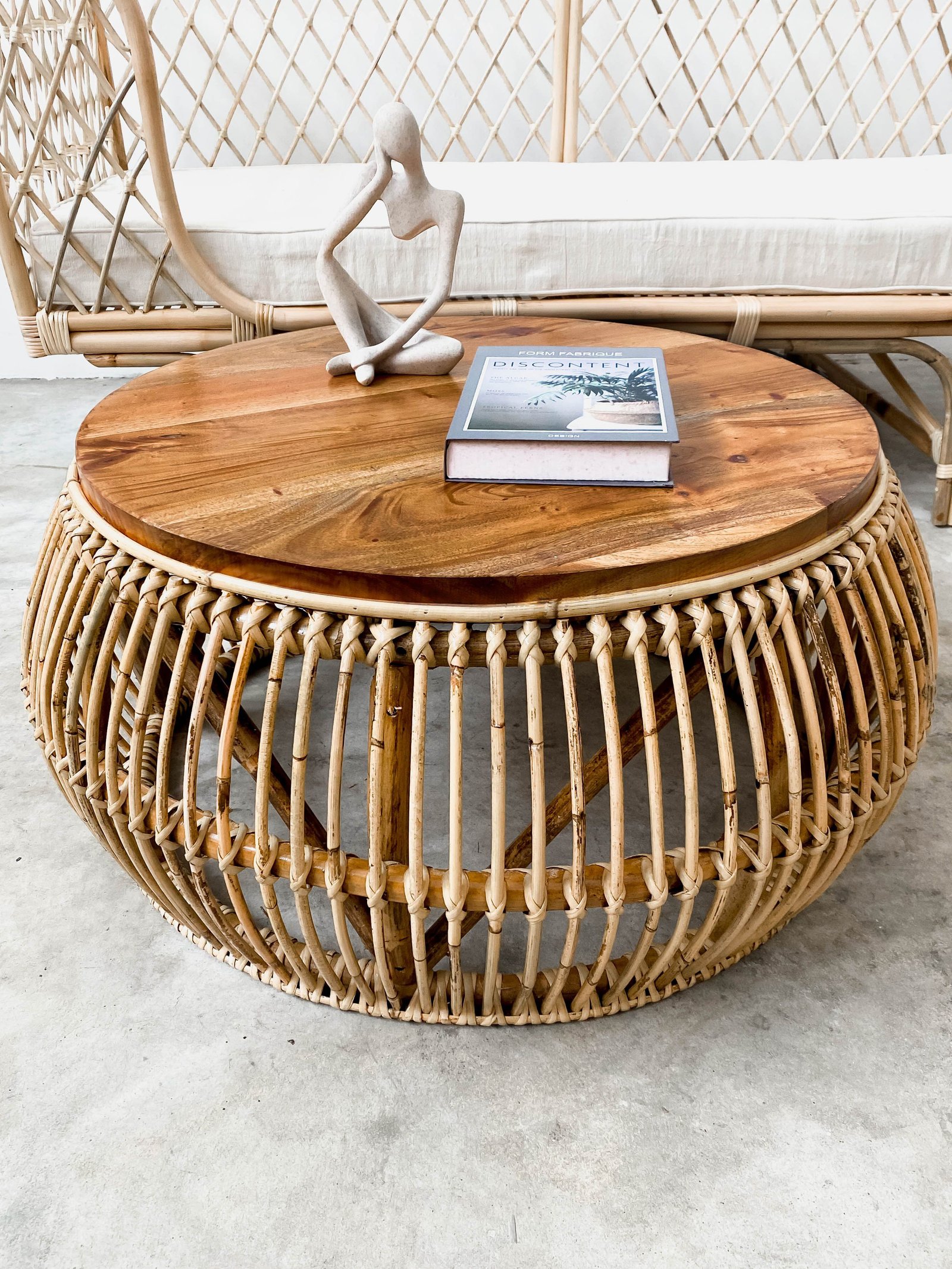 28 Rattan Coffee Table Ideas for a Boho Living Room - 8. Large Rattan Coffee Table for Family Gatherings 1