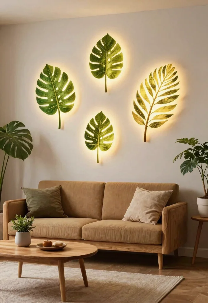 28 Room Lighting Ideas That Create the Perfect Ambiance - 19. Botanical Wall Lights 1