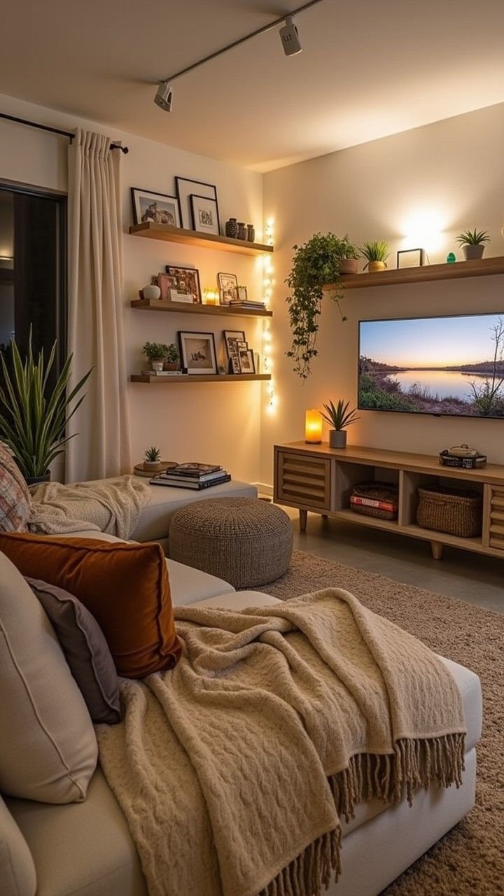 28 Rustic Reclining Sectional Ideas for a Cozy Living Room - 14. Layering Textiles for Ultimate Comfort 1