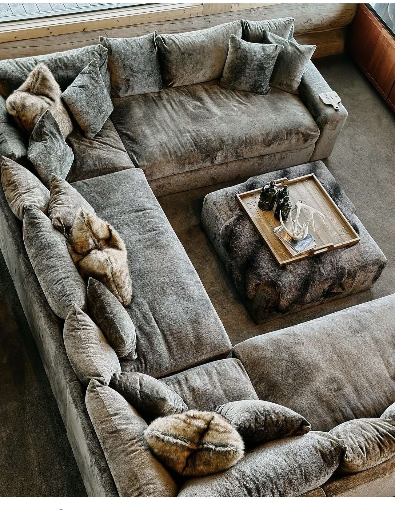 28 Rustic Reclining Sectional Ideas for a Cozy Living Room - 15. Unique Sectional Shapes for Visual Interest 1