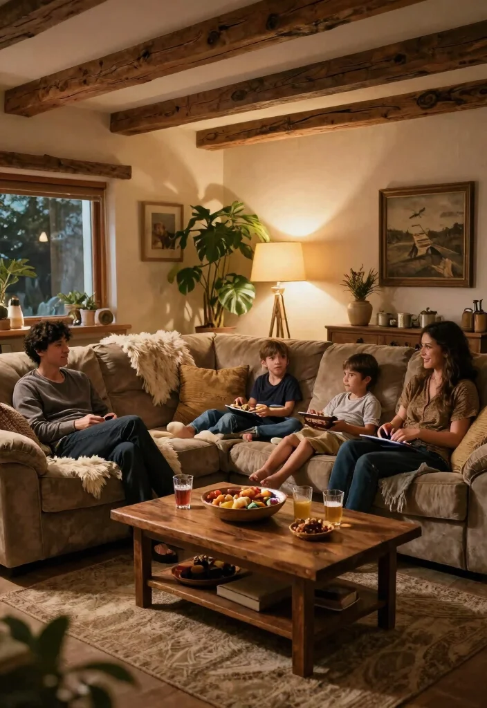 28 Rustic Reclining Sectional Ideas for a Cozy Living Room - 16. Rustic Reclining Sectional: The Heart of Family Gatherings 1