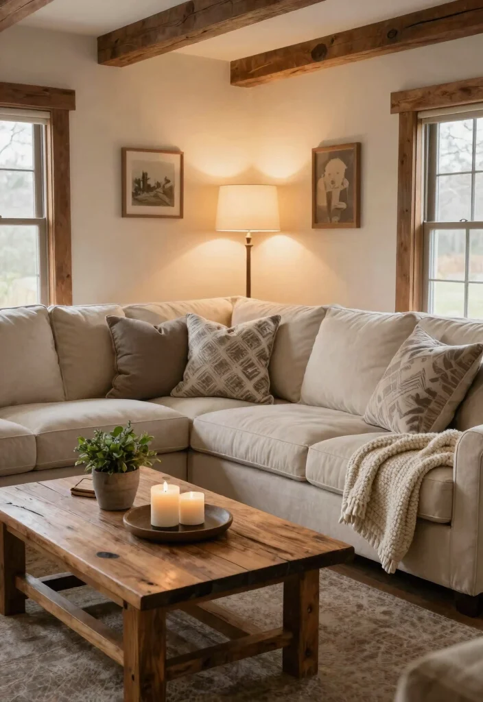 28 Rustic Reclining Sectional Ideas for a Cozy Living Room - 2. L-Shaped Sectional in Neutral Tones 1