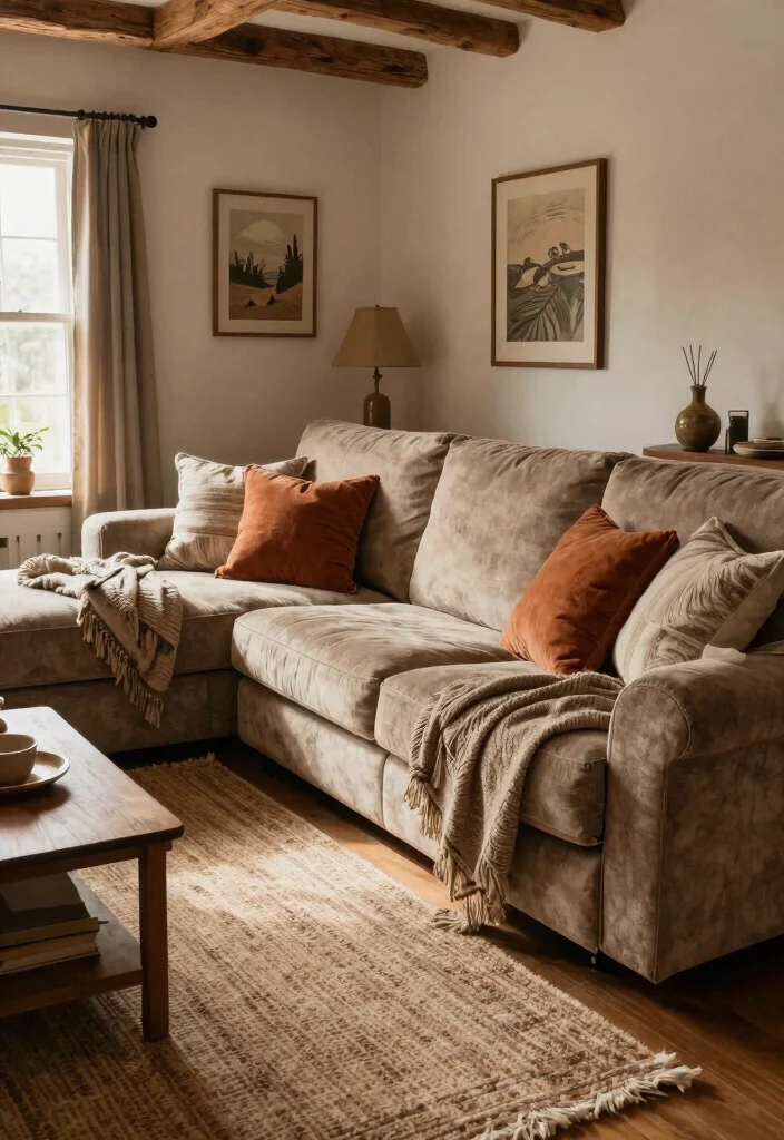 28 Rustic Reclining Sectional Ideas for a Cozy Living Room - 20. Rustic Colors for a Cohesive Look 1