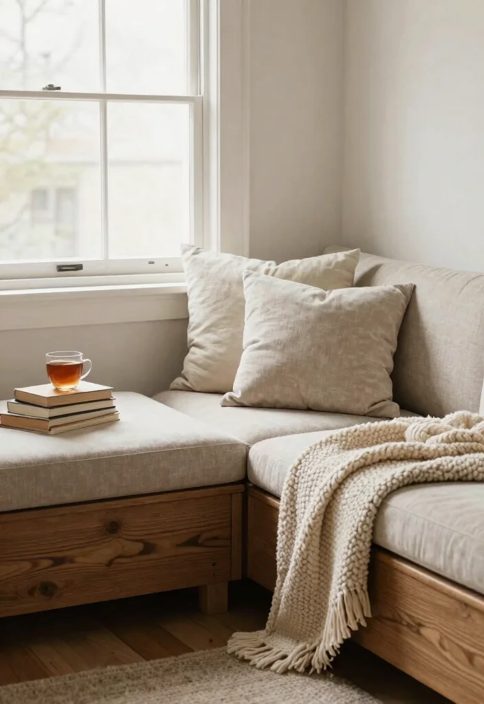 28 Rustic Reclining Sectional Ideas for a Cozy Living Room - 27. Cozy Corner Reading Nook 1