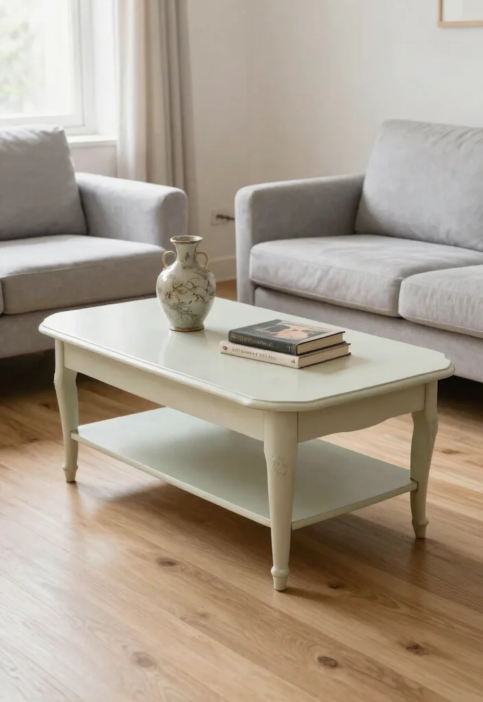 28 Sleek Coffee Table Ideas for a Minimalist Living Room - 11. Vintage-Inspired Coffee Table 1