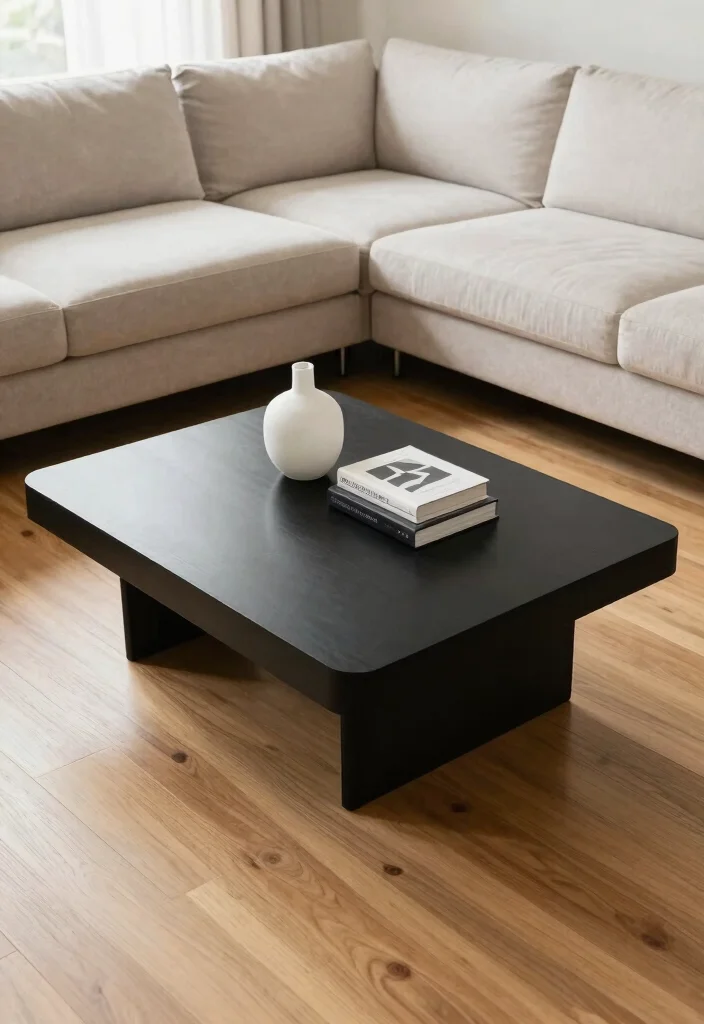 28 Sleek Coffee Table Ideas for a Minimalist Living Room - 16. Sleek Black Coffee Table 1