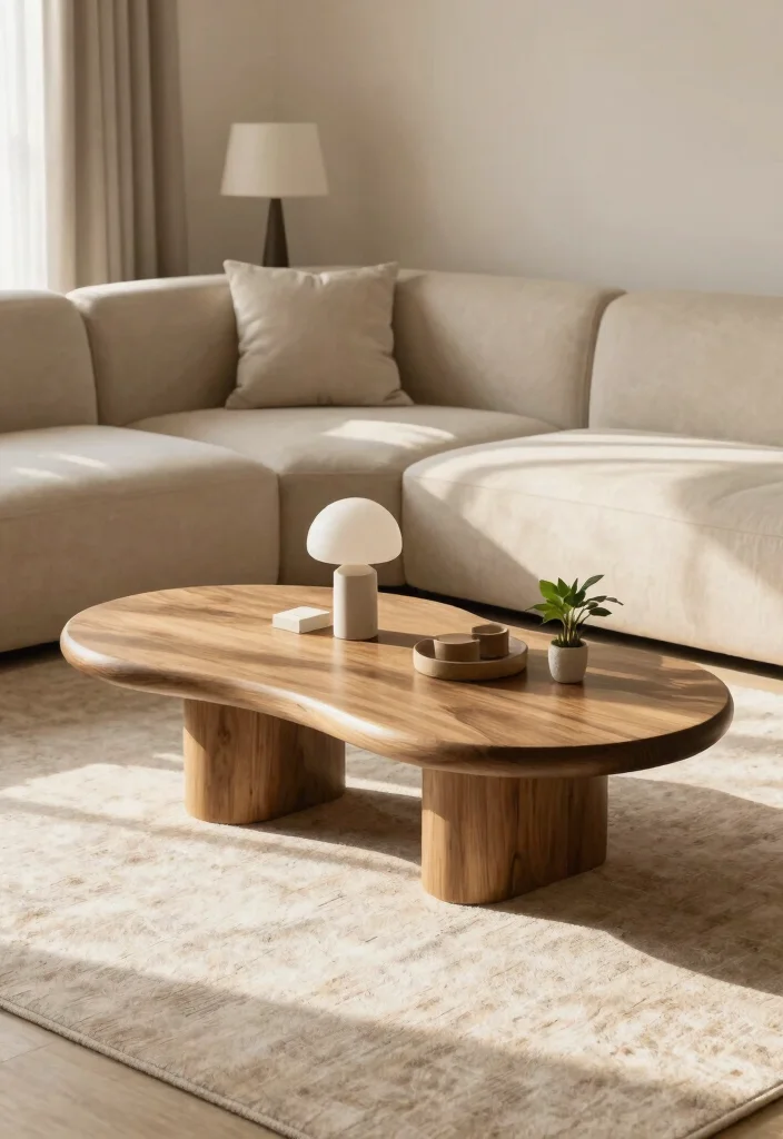 28 Sleek Coffee Table Ideas for a Minimalist Living Room - 17. Creative Asymmetrical Coffee Table 1