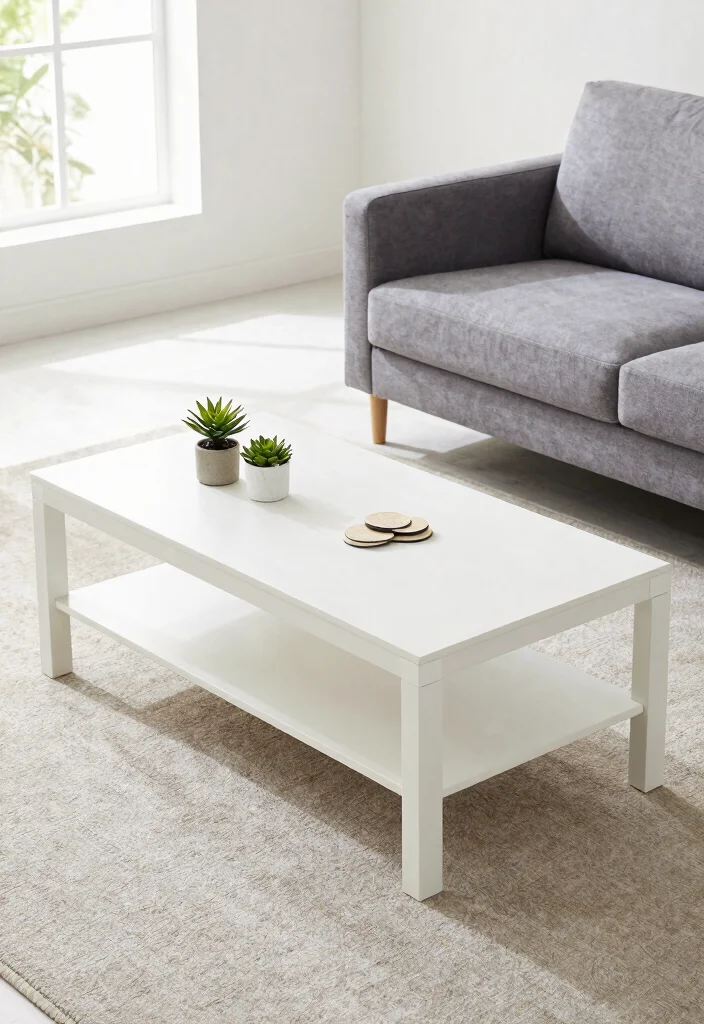 28 Sleek Coffee Table Ideas for a Minimalist Living Room - 20. Sleek White Coffee Table 1