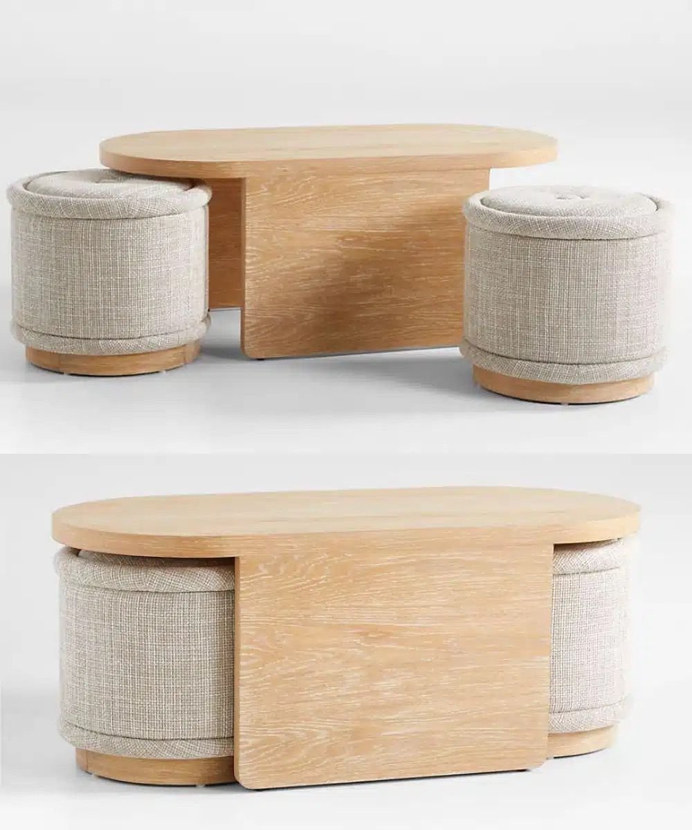 28 Sleek Coffee Table Ideas for a Minimalist Living Room - 3. Multi-Functional Ottoman 1