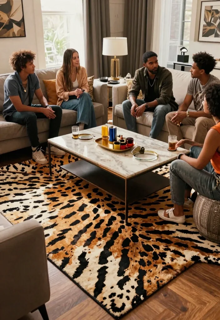 29 Indoor Area Rugs That Enhance Your Living Room Floor - 17. Chic Animal Prints 1