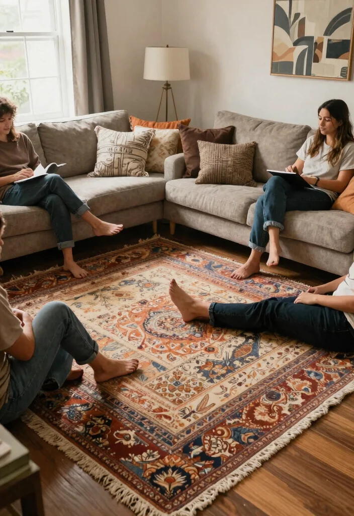 29 Indoor Area Rugs That Enhance Your Living Room Floor - 19. Layering with Soft Textiles 1