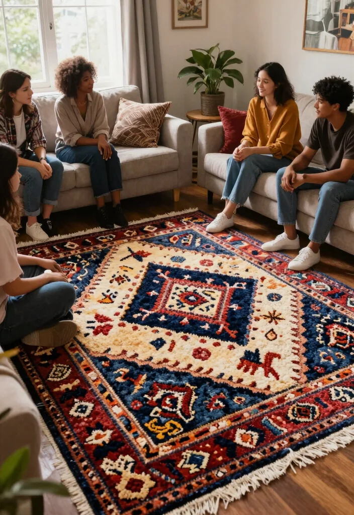 29 Indoor Area Rugs That Enhance Your Living Room Floor - 20. Artistic Hand-Tufted Rugs 1