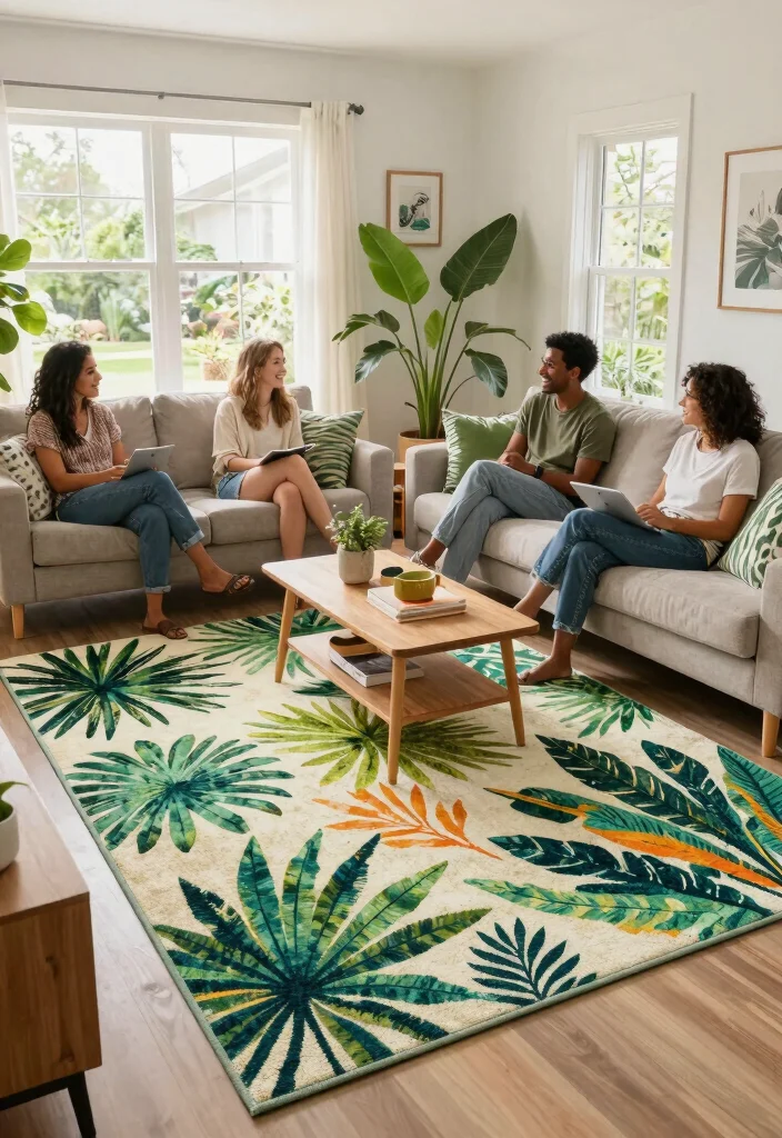 29 Indoor Area Rugs That Enhance Your Living Room Floor - 22. Outdoor-Inspired Indoor Rugs 1