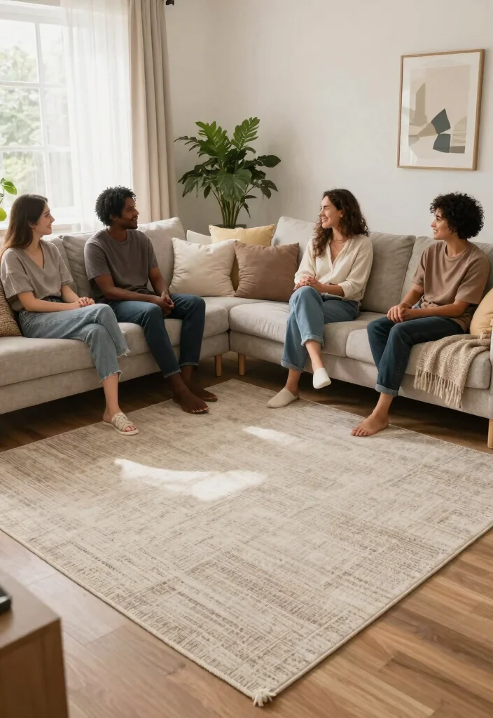 29 Indoor Area Rugs That Enhance Your Living Room Floor - 24. Neutral Tones for a Cozy Vibe 1