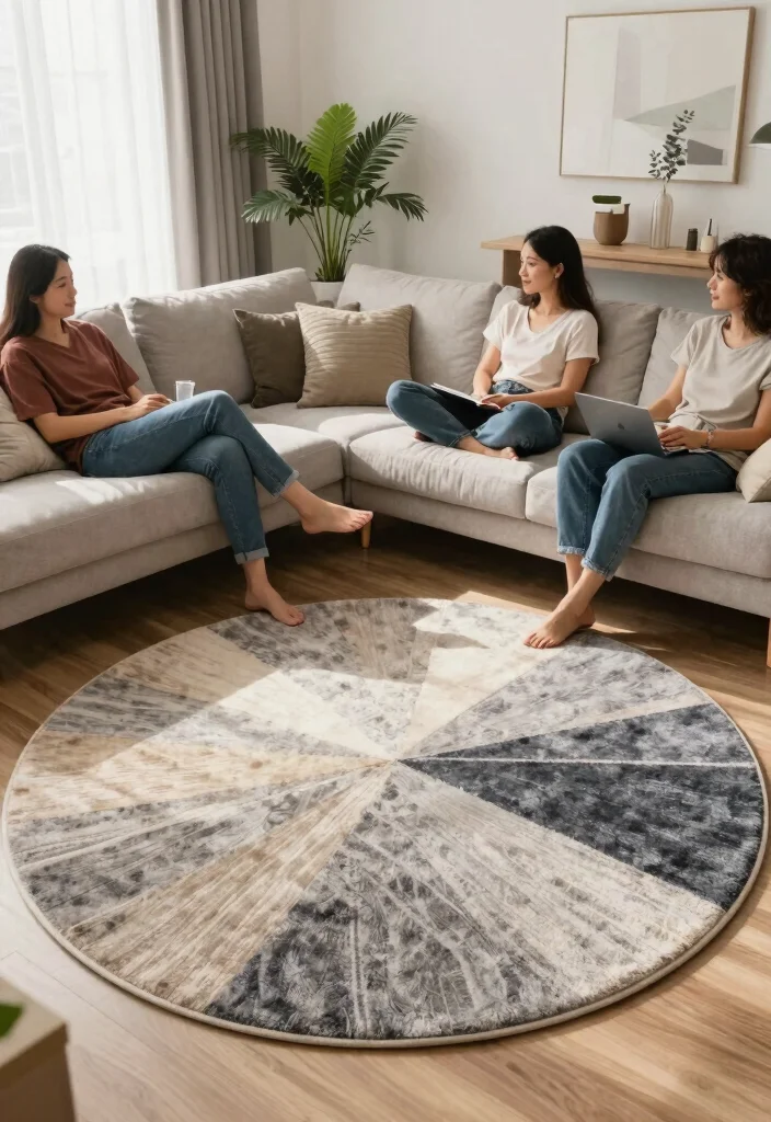29 Indoor Area Rugs That Enhance Your Living Room Floor - 26. Modern Circular Rugs 1