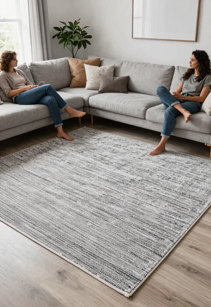 29 Indoor Area Rugs That Enhance Your Living Room Floor - 7. Monochrome Magic 1