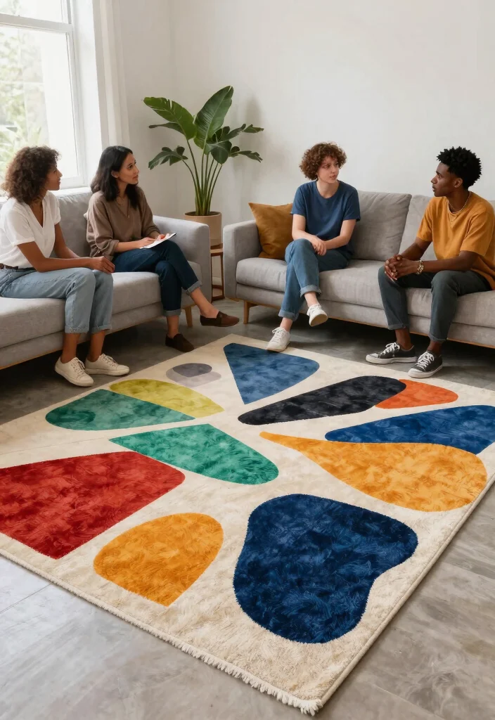29 Indoor Area Rugs That Enhance Your Living Room Floor - 8. Artistic Abstract Designs 1