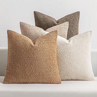 MIULEE Pack of 4 Decorative Textured Boucle Throw Pillow Covers 18x18 In...