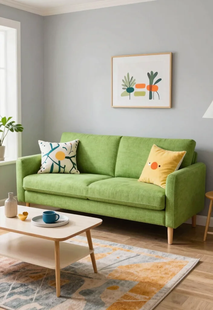 30 Big Couches for Small Living Rooms That Actually Fit - 28. Pop of Color Accent Couches 1