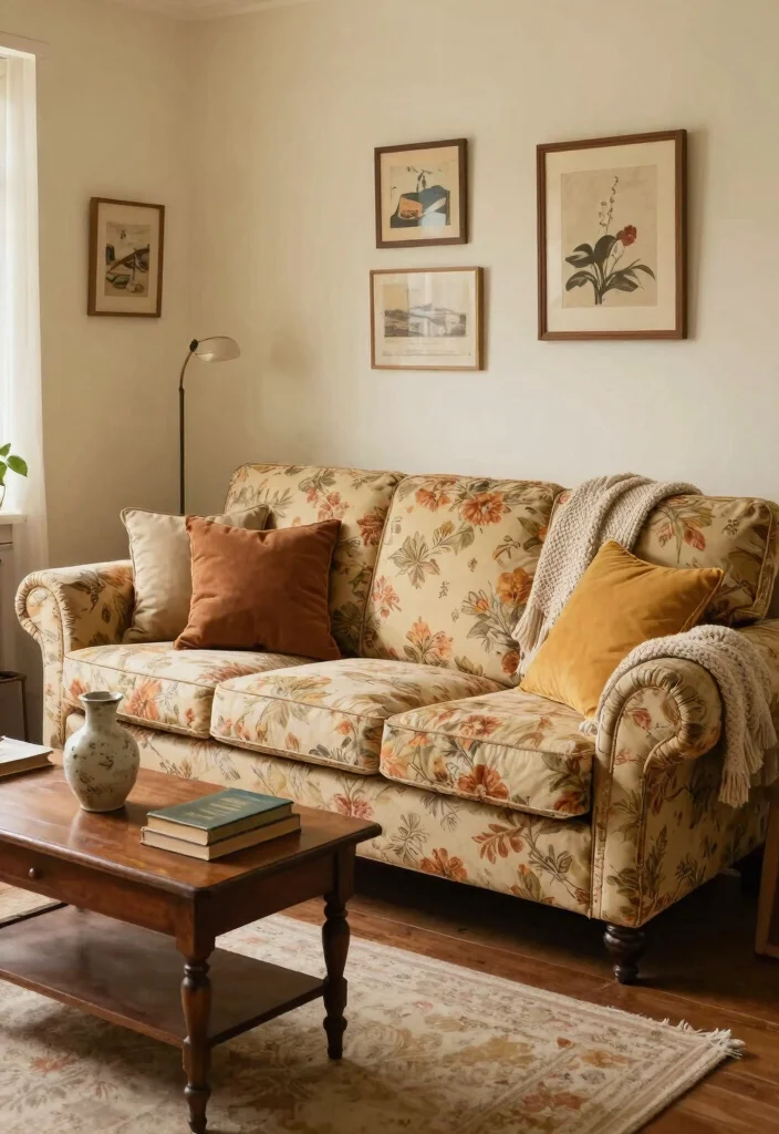 30 Big Couches for Small Living Rooms That Actually Fit - 30. Vintage-Inspired Comfort 1