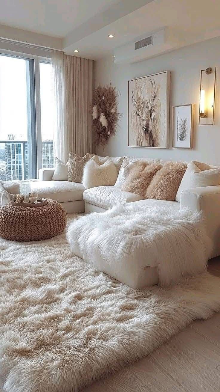 30 Big Rug Living Room Ideas to Define Your Space - 14. Soft and Plush 1