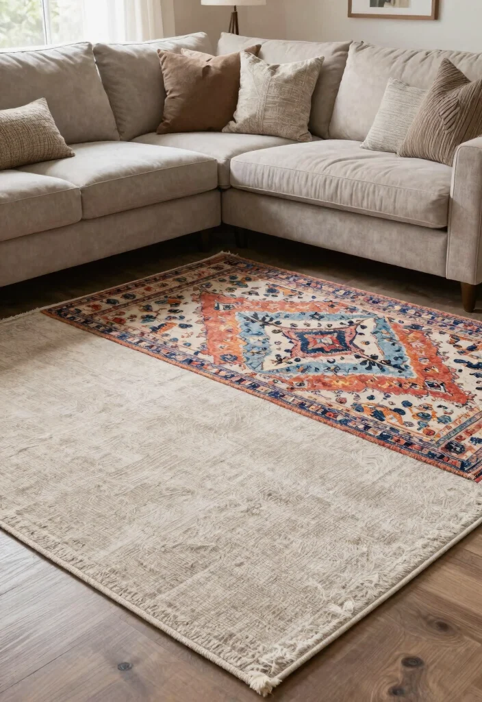 30 Big Rug Living Room Ideas to Define Your Space - 17. Layered Rugs 1