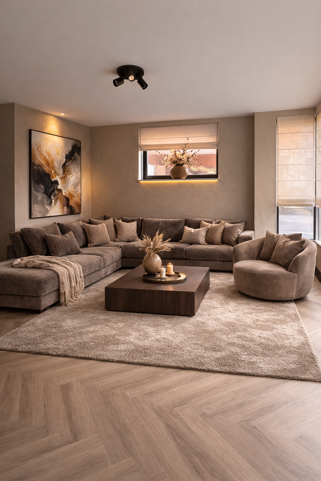 30 Big Rug Living Room Ideas to Define Your Space - 26. Subtle Shimmer 1