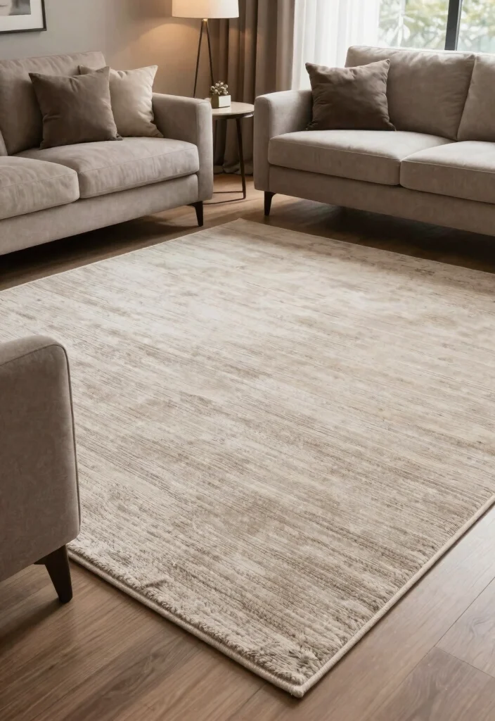 30 Big Rug Living Room Ideas to Define Your Space - 28. Elegant Neutral Textures 1