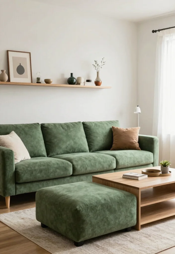 30 Green Sofa Living Room Ideas That Feel Fresh & Modern - 14. Smart Storage: Functional Decor 1