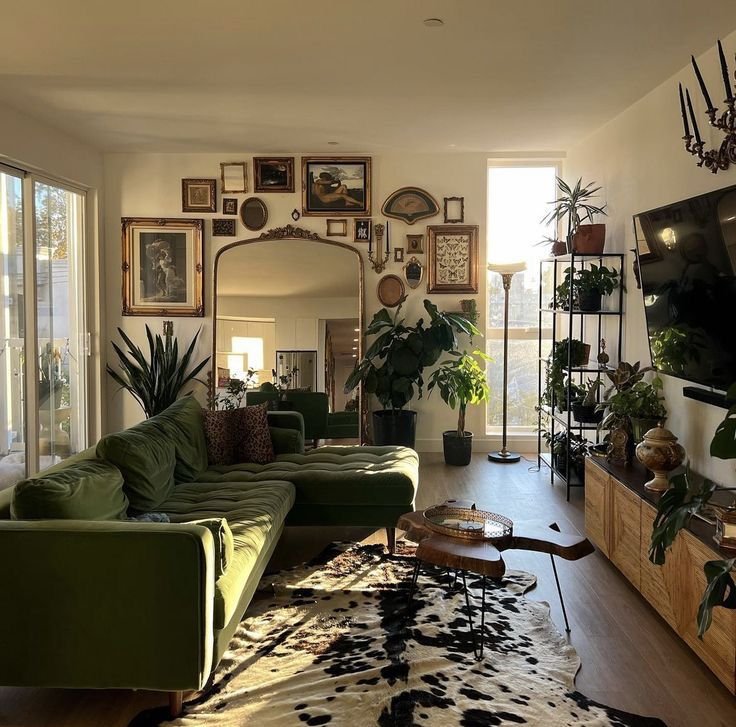 30 Green Sofa Living Room Ideas That Feel Fresh & Modern - 17. Industrial Chic: Raw Elegance 1