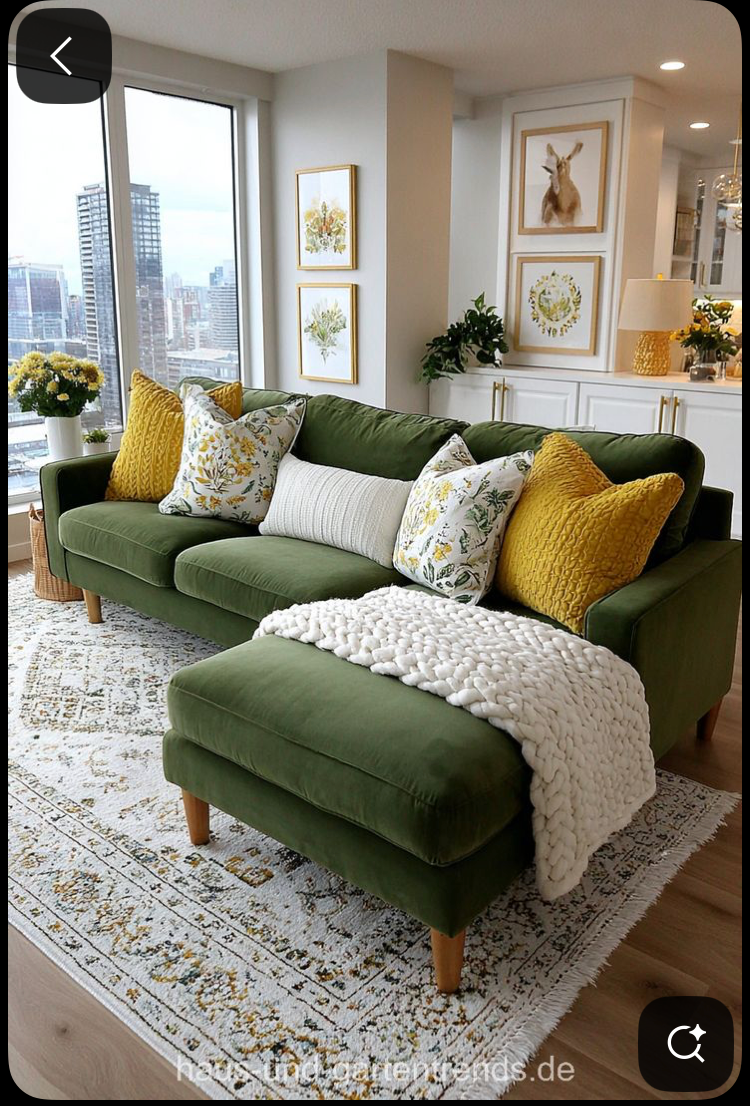 30 Green Sofa Living Room Ideas That Feel Fresh & Modern - 3. Retro Vibes: Mid-Century Inspiration 1