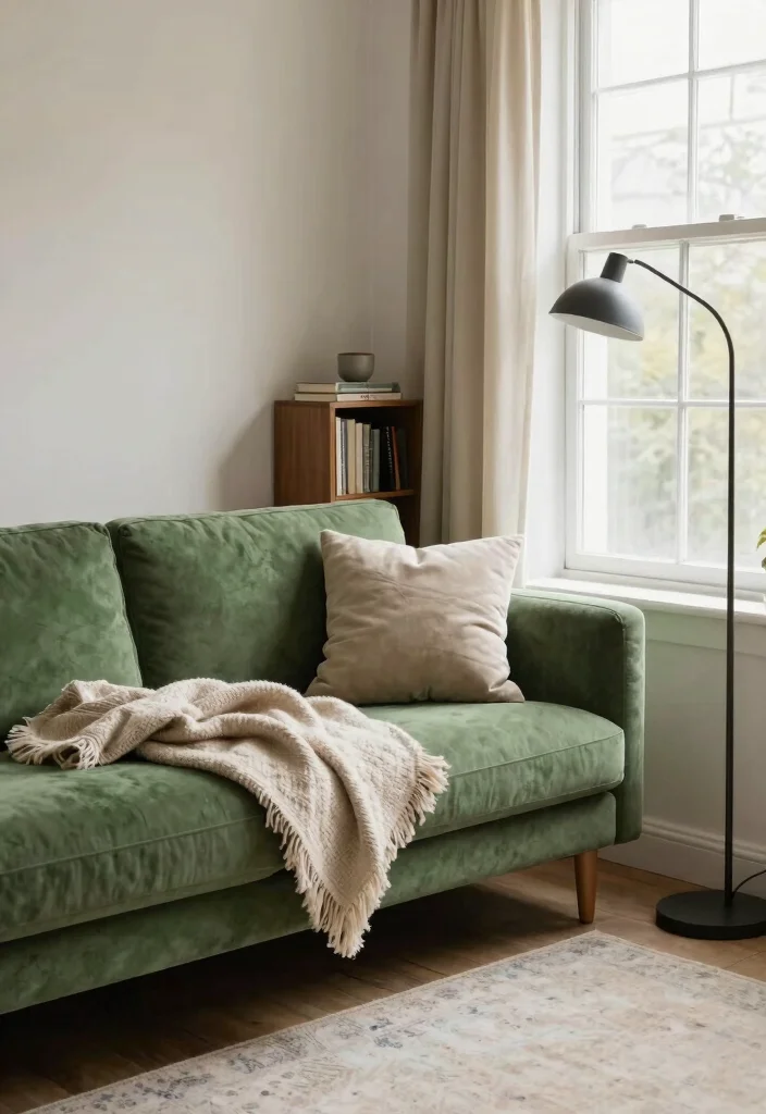 30 Green Sofa Living Room Ideas That Feel Fresh & Modern - 5. Cozy Corner: Reading Nook 1