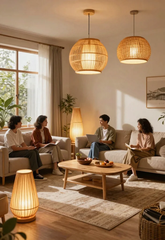 30 Living Room Furniture Ideas to Refresh Your Space in 2025 - 14. Sustainable Lighting 1