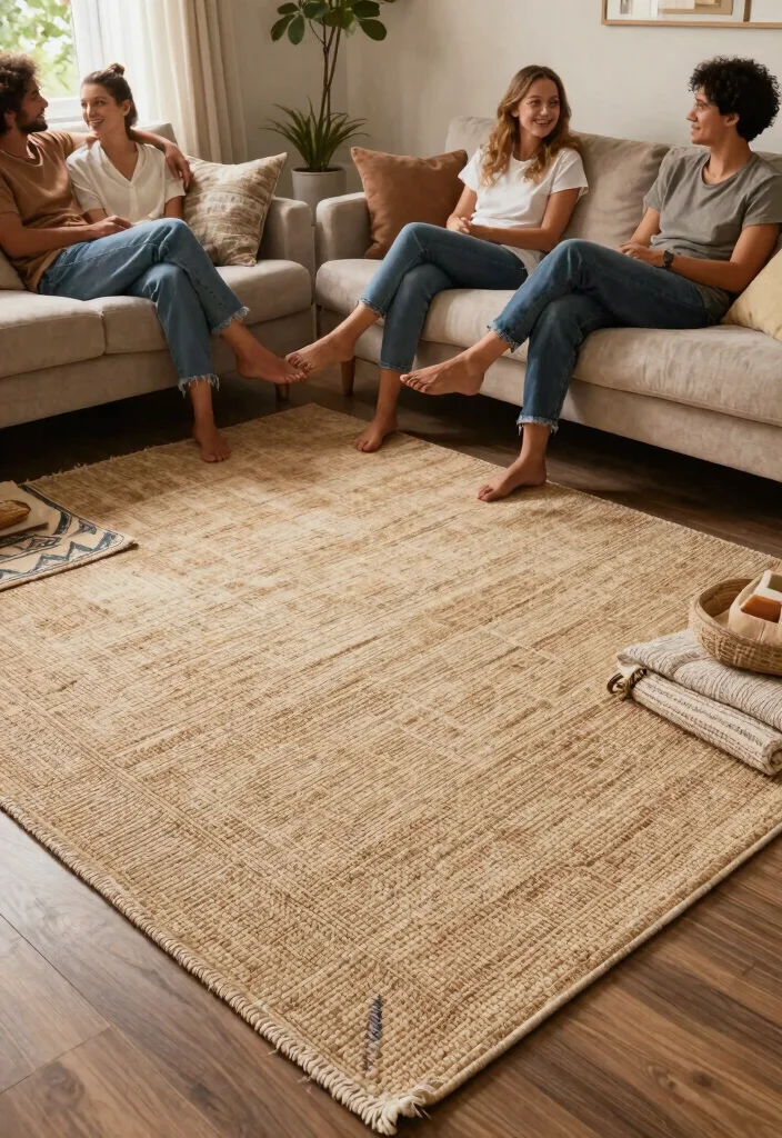30 Living Room Furniture Ideas to Refresh Your Space in 2025 - 17. Textured Rugs 1