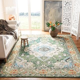 SAFAVIEH Monaco Collection Area Rug - 8' x 10', Forest Green & Light Blu...