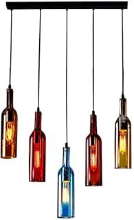 5-Light Creative Glass Bottle Pendant Lamp Vintage Chandelier Light Fixt...