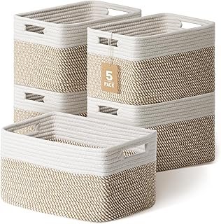 5 Pack Woven Storage Baskets for Shelves, Decorative Basket Organizer St...