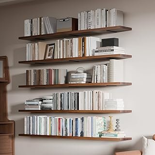 5 Tier Book Shelf,60 inch Long Floating Shelf for Wall,Adjustable Large ...