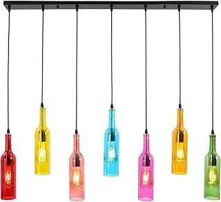7-Light Creative Glass Bottle Pendant Lamp, Vintage Chandelier Light Fix...