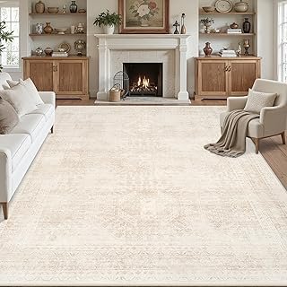 8x10 Area Rugs for Living Room: Vintage Boho Neutral Washable Rug Indoor...