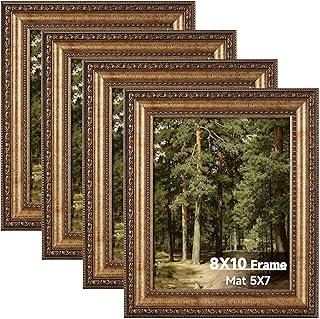 8x10 Vintage Gold Picture Frame Set of 4, Antique Bronze Picture Frames ...