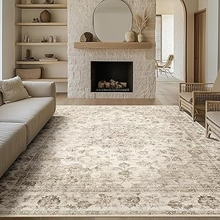 8x10 Washable Neutral Area Rug Beige Vintage Living Room Bedroom Carpet ...