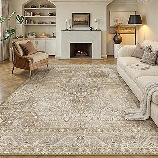 8x10 Washable Vintage Area Rug for Living Room Bedroom Non Slip Distress...