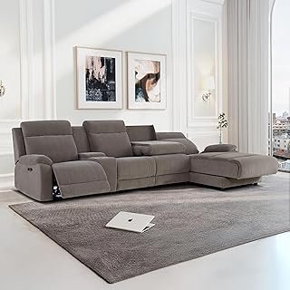 AC Pacific Anthony 5 Piece Power Reclining Sectional Sofa with Chaise, 2...