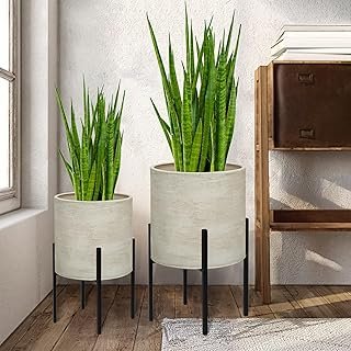 ARNIS Modern Plant Pots, Large Planters with Stand, Set of 2 Decorative ...