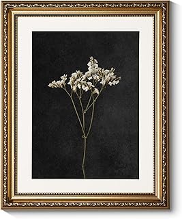 ARPEOTCY Vintage Gold Framed Wall Art, Retro Dark Dried Wildflower Paint...