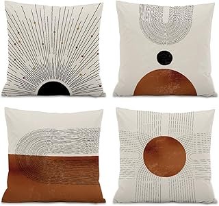 Abstract Minimalist Throw PillowCovers,Mid-Century Modern Geometric Sun ...