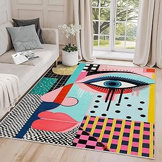 Abstract Rugs for Living Room 8x10 - Abstract Rug, 4x6 Rug, Geometric Mu...