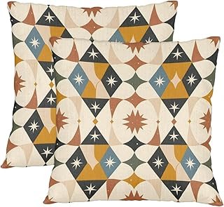 Abstract Shaped Pillow Covers 18 x 18 Inch Set of 2 Rhombus Sofa Throw P...